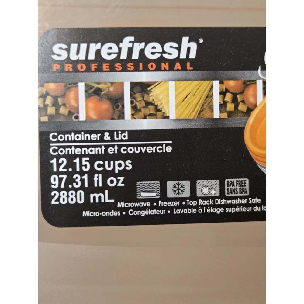 Surefresh 12.15 Cups/97.31oz  Dry/Cold/Freezer Food Storage Containers. Lot Of 3